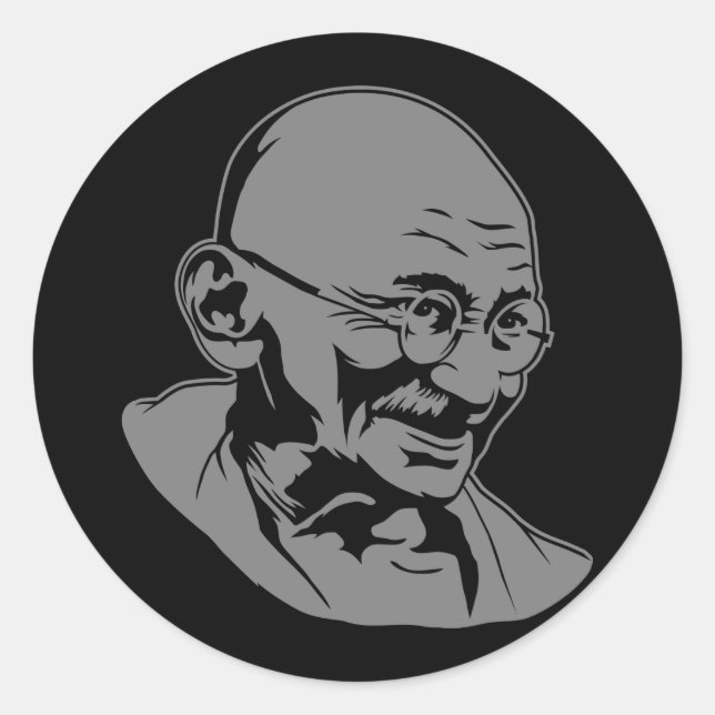 Rond Sticker de portrait Mahatma Gandhi (Devant)