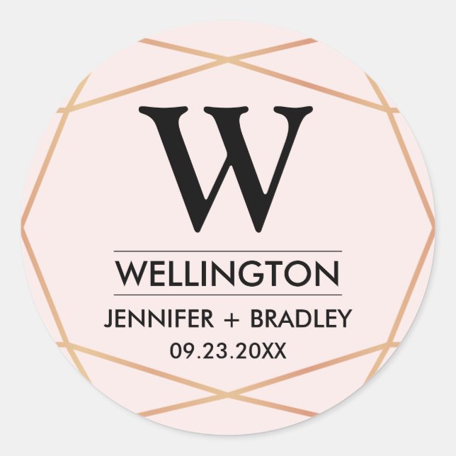 Rond Sticker de préférence de mariage géométrique | Cou (Devant)