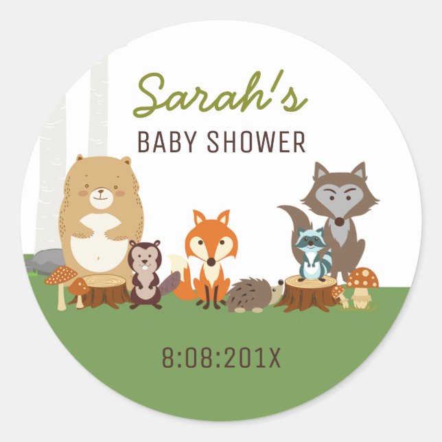 Rond Sticker de préférence pour douche bébé Woodland (Devant)