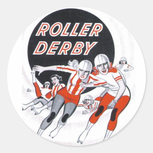 Rond Sticker de programme Vintage Roller Derby (Devant)