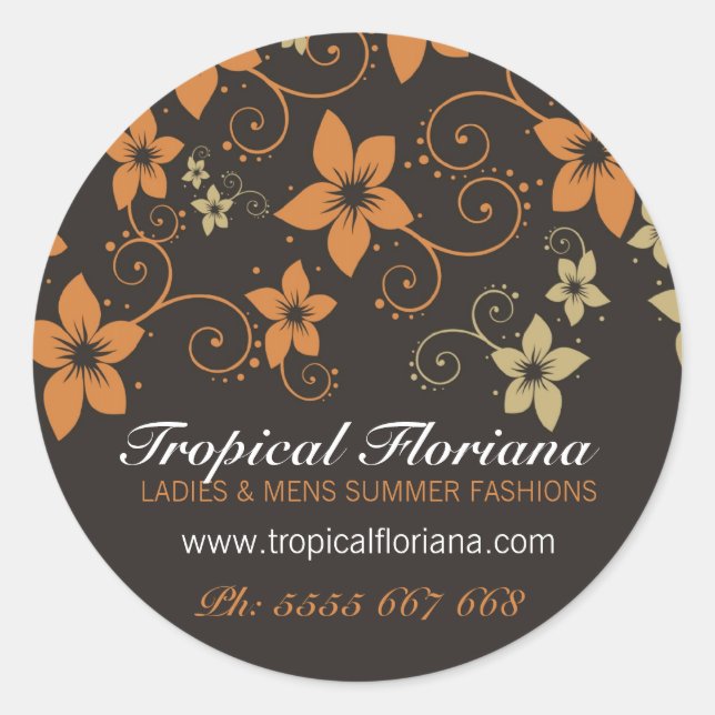 Rond Sticker de promotion commerciale Tropical Floral (Devant)