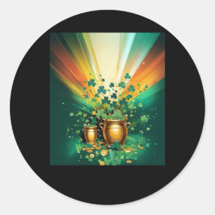 Rond Sticker de rayon arc-en-ciel pour les pots shamroc