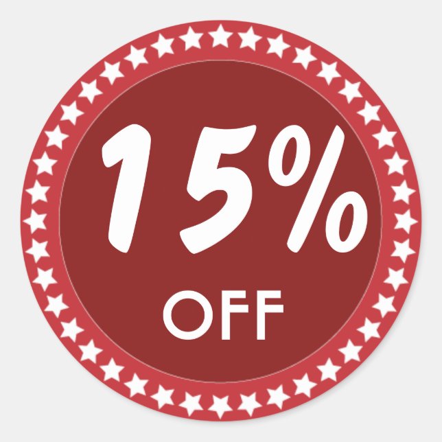 Rond Sticker de réduction de 15 % sur les ventes Red (Devant)