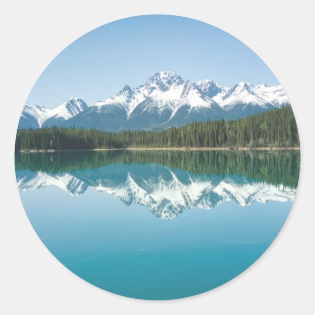 Rond Sticker de réflexion de la montagne enneigée (Devant)