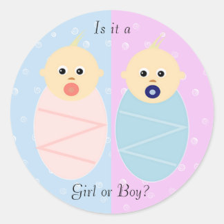 Rond Sticker de révélation de genre rose et bleu