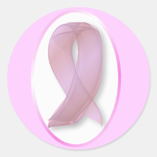 ROND STICKER DE RIBBON ROSE DU CANCER DU SEIN (Devant)