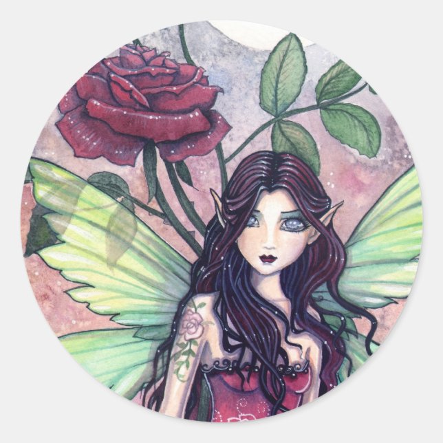 Rond Sticker de Rose de nuit par Molly Harrison (Devant)