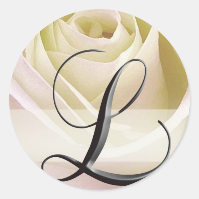 Rond Sticker de Rose nuptial blanc (Devant)