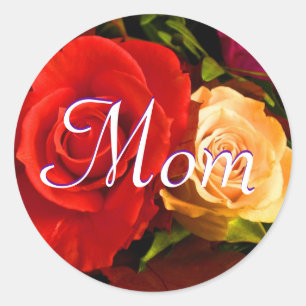 Rond Sticker de rose rouge jaune maman