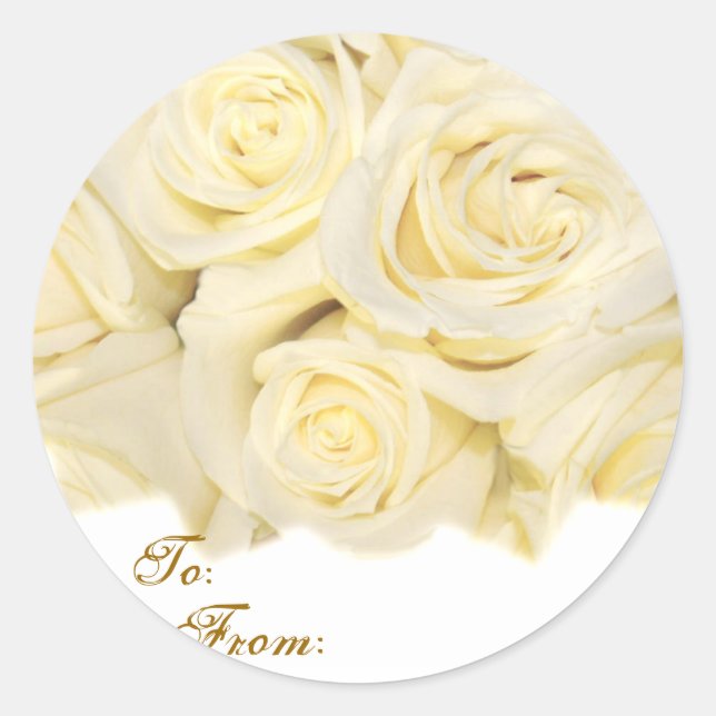 Rond Sticker de salutations roses (Devant)