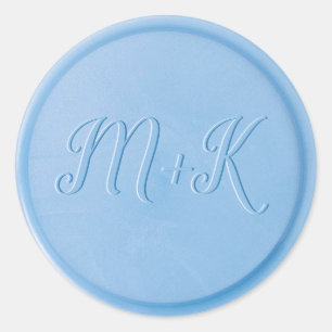 Rond Sticker de sceau de cire bleu de lin initial