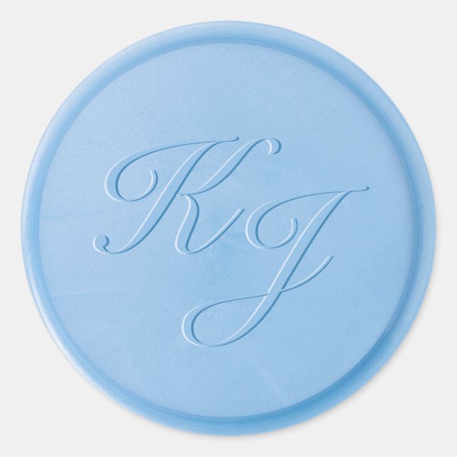 Rond Sticker de sceau de cire bleu de lin initial (Devant)