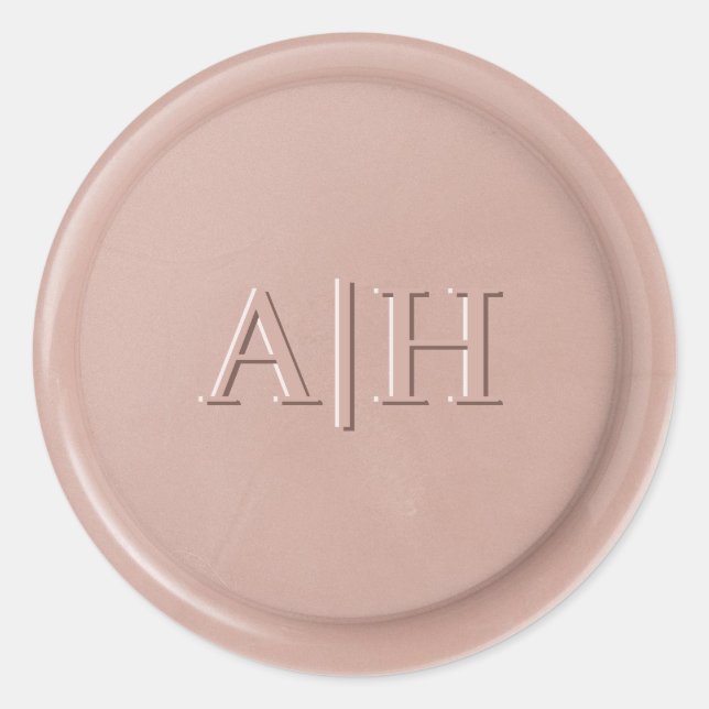 Rond Sticker de sceau de cire en latte rose initial de  (Devant)