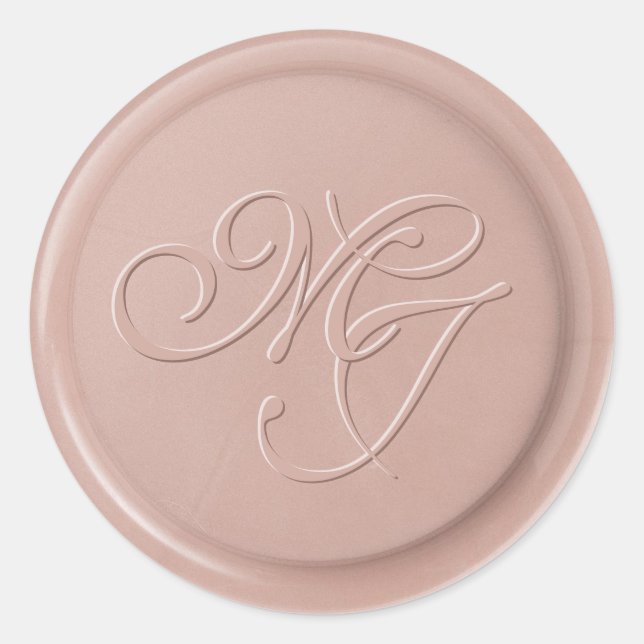 Rond Sticker de sceau de cire en latte rose initial de  (Devant)