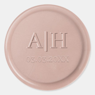Rond Sticker de sceau de cire en latte rose initial de