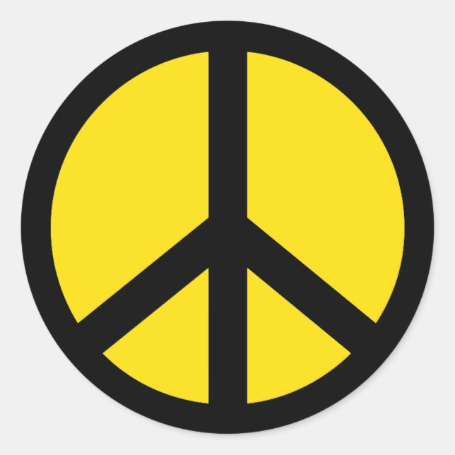 ROND STICKER DE SIGNE DE PAIX JAUNE ET NOIRE (Devant)