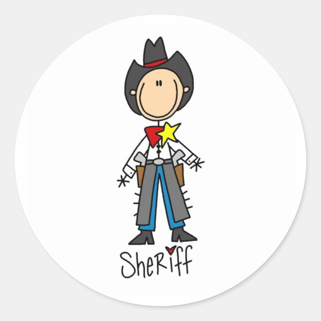 Rond Sticker de silhouette Sheriff (Devant)