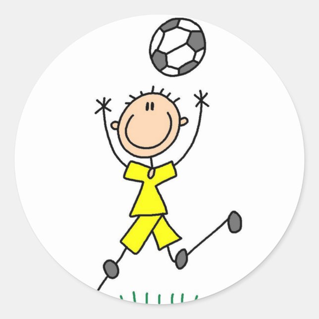 Rond Sticker de soccer pour garçons jaunes (Devant)