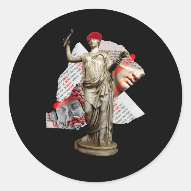 Rond Sticker de statue de Hipster (Devant)
