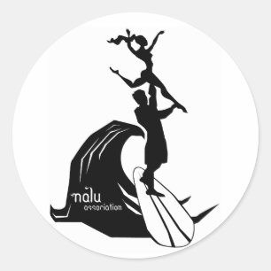 Rond Sticker de surf en tandem noir