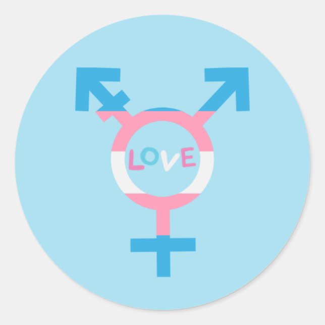 Rond Sticker de symbole d'amour trans (Devant)