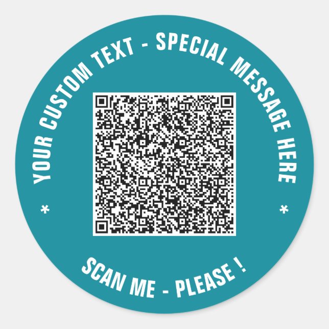 Rond Sticker de texte de code QR personnalisé Modèle vo (Devant)