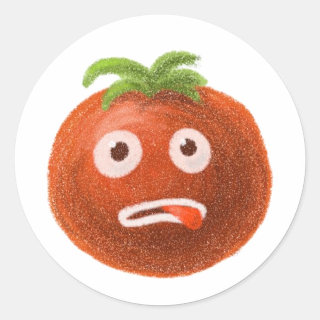 Rond Sticker de tomate de dessin drôle (Devant)