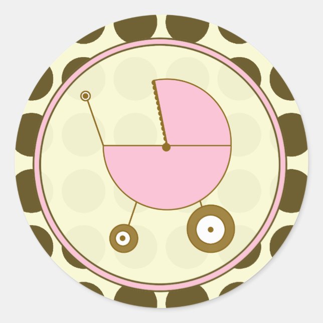 Rond Sticker de transport pour bébé rose et point Polka (Devant)