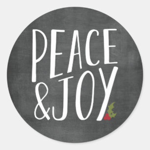 Rond Sticker de vacances en Chalkboard Peace and Joy