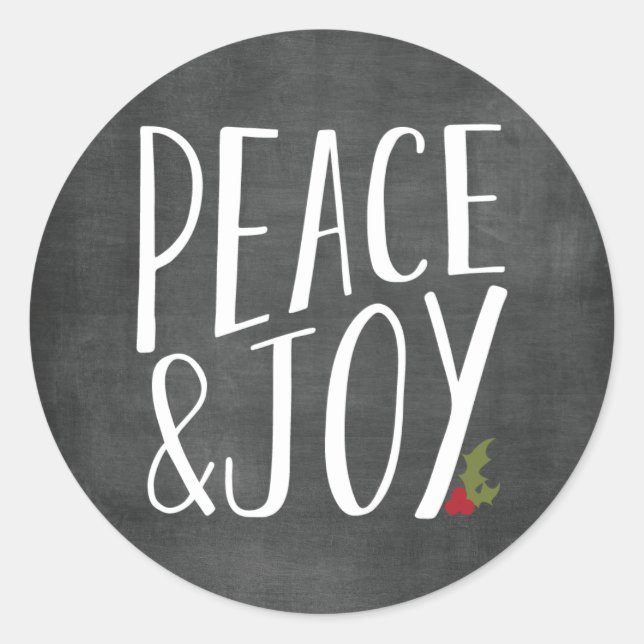 Rond Sticker de vacances en Chalkboard Peace and Joy (Devant)