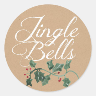 Rond Sticker de vacances Jingle Bells Holly