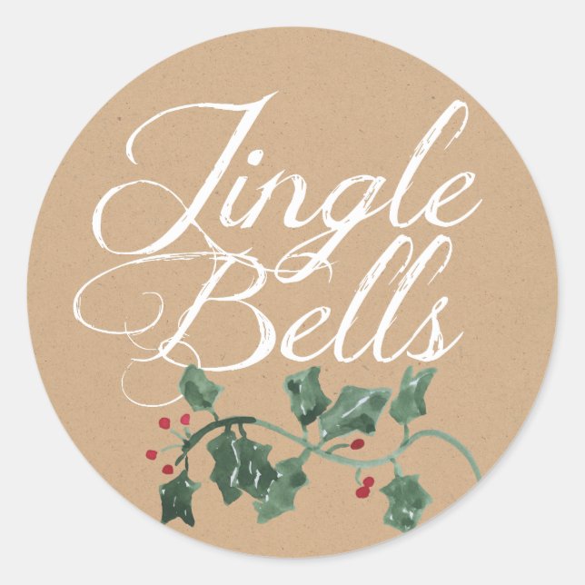 Rond Sticker de vacances Jingle Bells Holly (Devant)