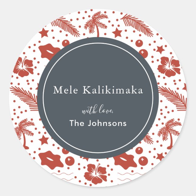 Rond Sticker de vacances Mele Kalikimaka Red Hawaiian (Devant)