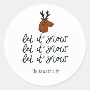Rond Sticker de vacances personnalisé 'Let it Snow' ou