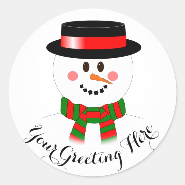 Rond Sticker de vacances personnalisé Snowman (Devant)