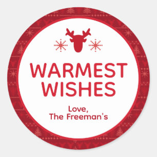 Rond Sticker de vacances Red Nordic Sweater Waves