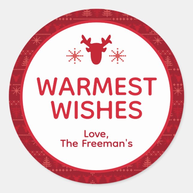 Rond Sticker de vacances Red Nordic Sweater Waves (Devant)