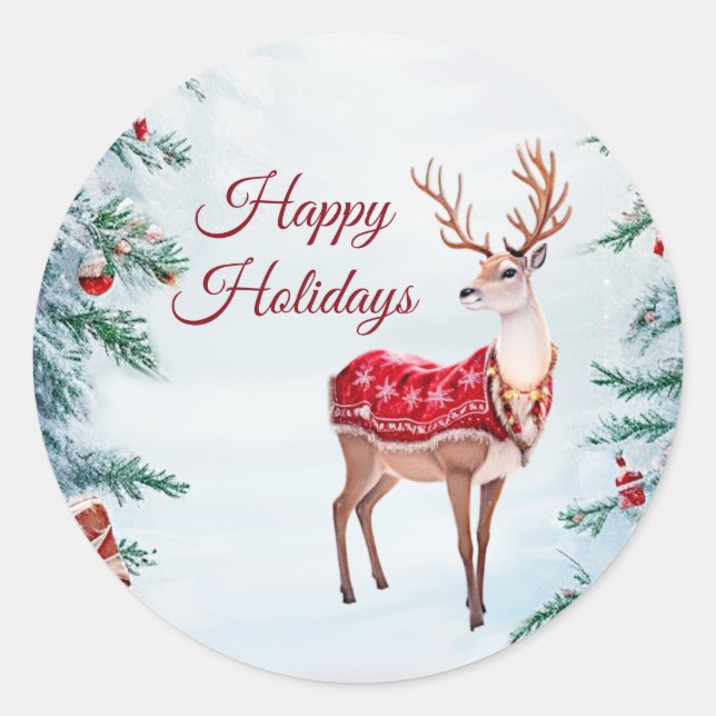 Rond Sticker de vacances Reindeer (Devant)
