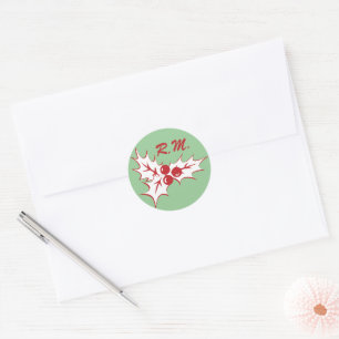 Rond Sticker de vacances White Holly Feuille