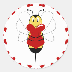 Rond Sticker de Valentine Bumble Bee