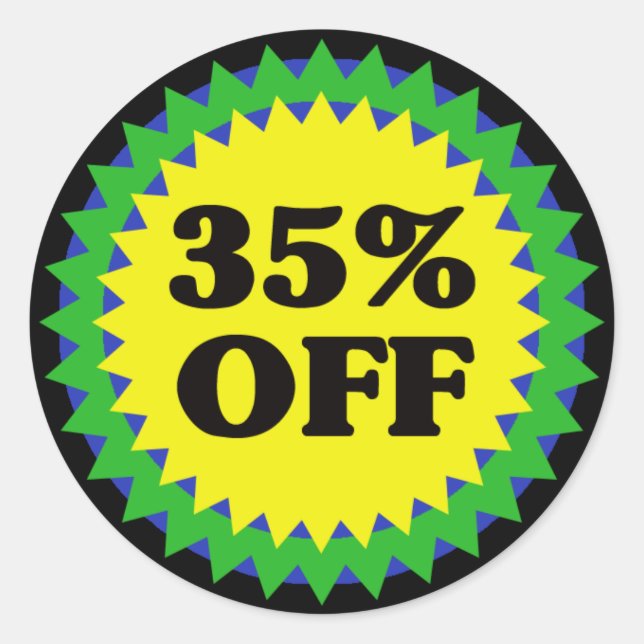 Rond Sticker DE VENTE AU DÉTAIL 35 % EN BAS (Devant)
