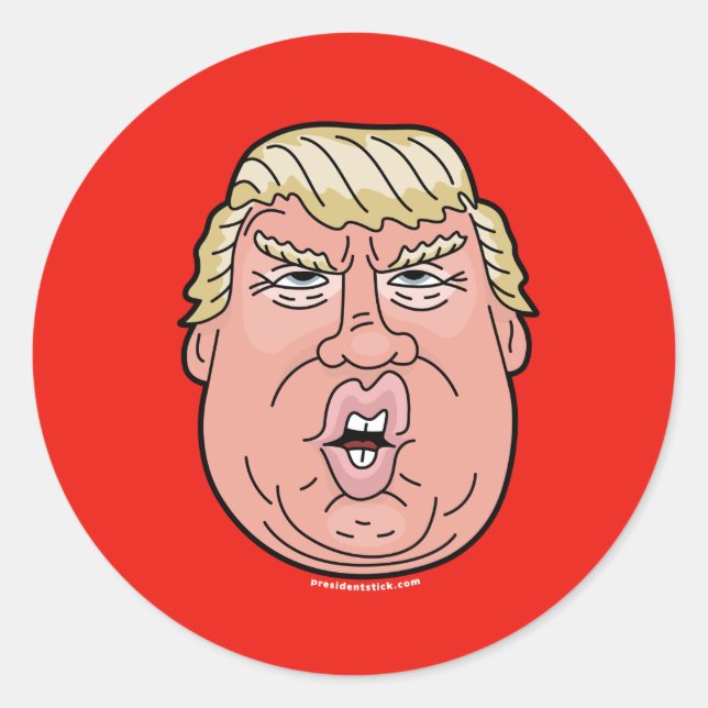 Rond Sticker de visage de dessin animé Donald J. Trump (Devant)