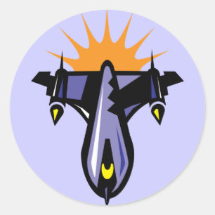 Rond Sticker de vol Imaginaire Rocket Ship