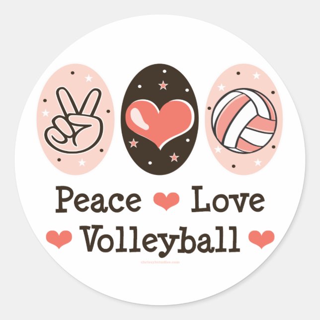 Rond Sticker de volley-ball Peace Love (Devant)