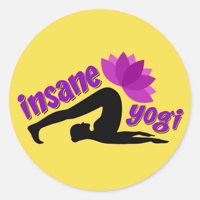 Rond Sticker de Yoga avec signe de Yogi fou (Devant)