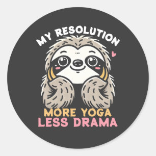 Rond Sticker de Yoga Sloth - Plus de Yoga moins de dram