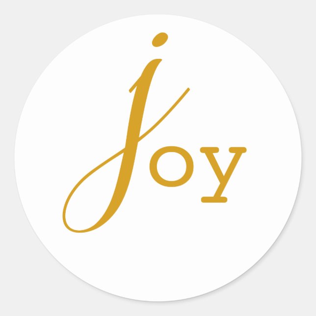 Rond Sticker décontracté Gold et White Joy Round (Devant)
