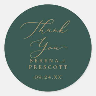 Rond Sticker Delicate Gold et Green Merci Favoriser