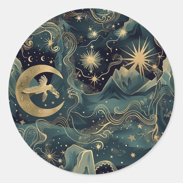 Rond Sticker d'enveloppe astrologique de mythologie gre (Devant)