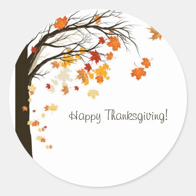 Rond Sticker d'enveloppe de Bon thanksgiving Feuille en (Devant)